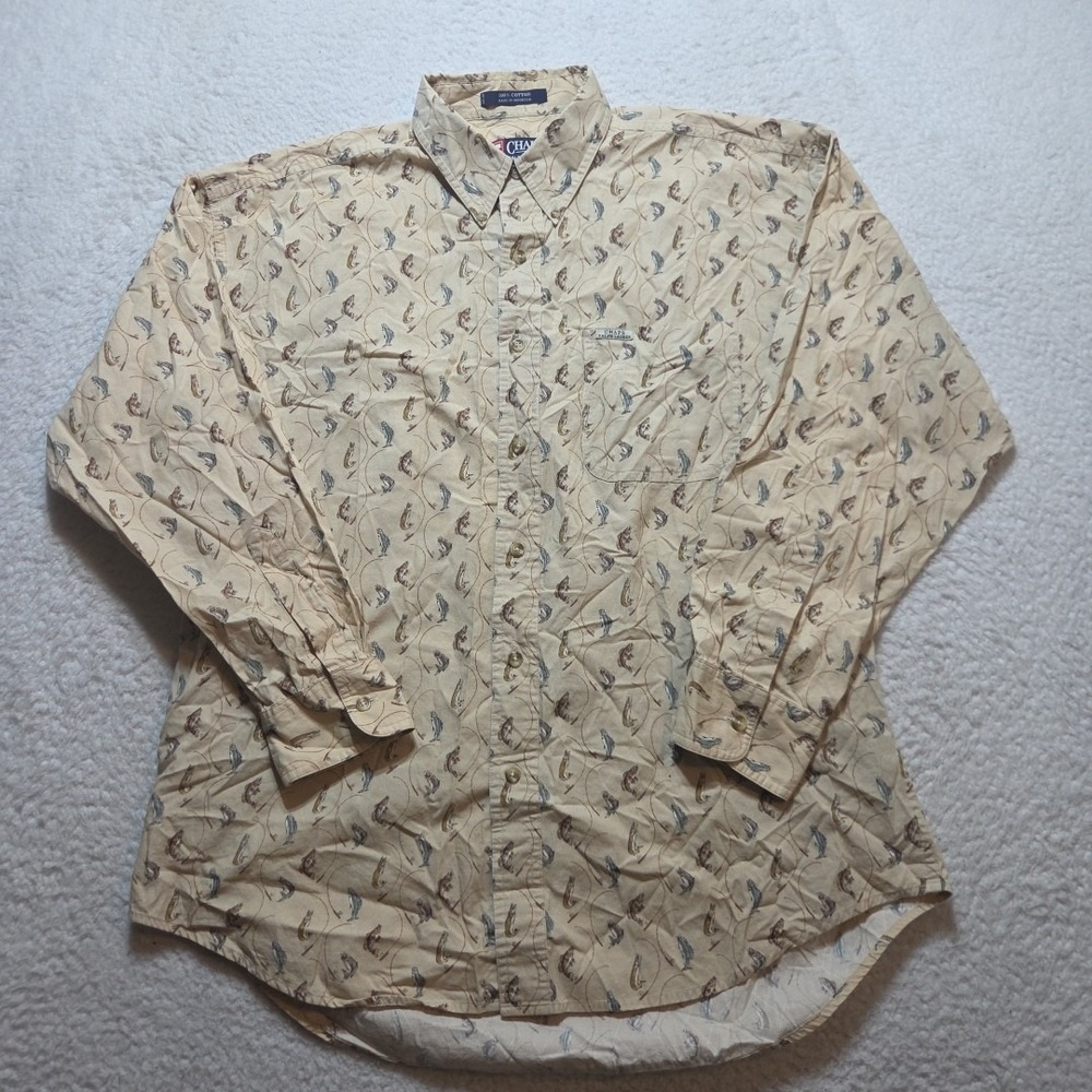 Vtg 90's Chaps Ralph Lauren 90's Fishing Shirt Mens‎ Size Large Long Slevee